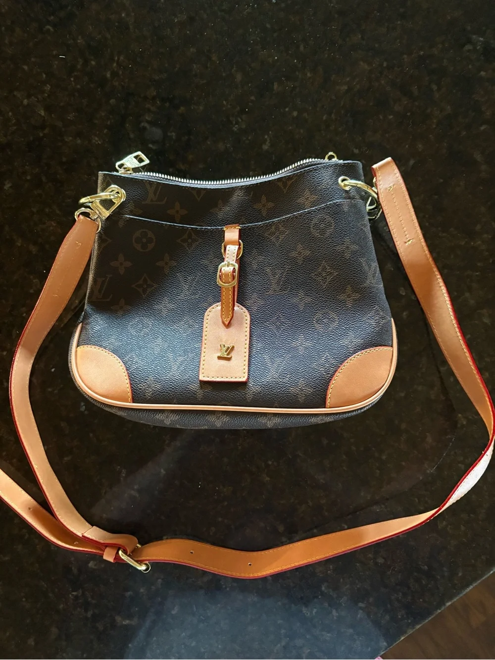 Louis Vuitton Monogram Shoulder Bag in Brown and Tan with Gold Hardware - Picture 7 of 12